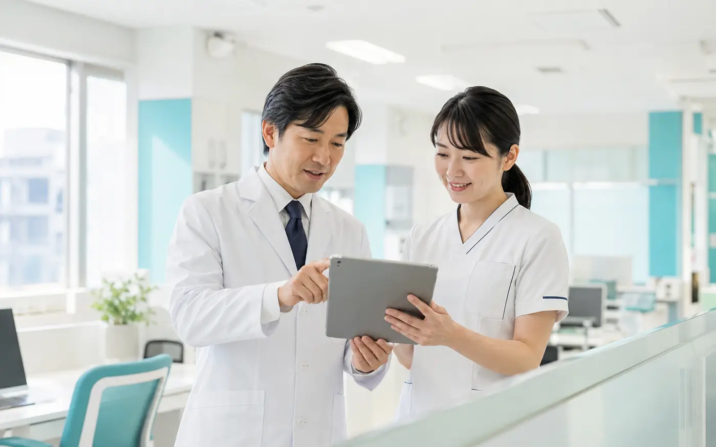 医療従事者が安全な生成AI活用を検討するイメージ